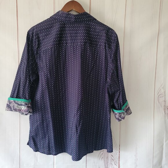 Foxcroft ¾ Sleeve Polka Dot Women’s Plus 16W Blouse, 100% Cotton, Wrinkle Free - Picture 4 of 10